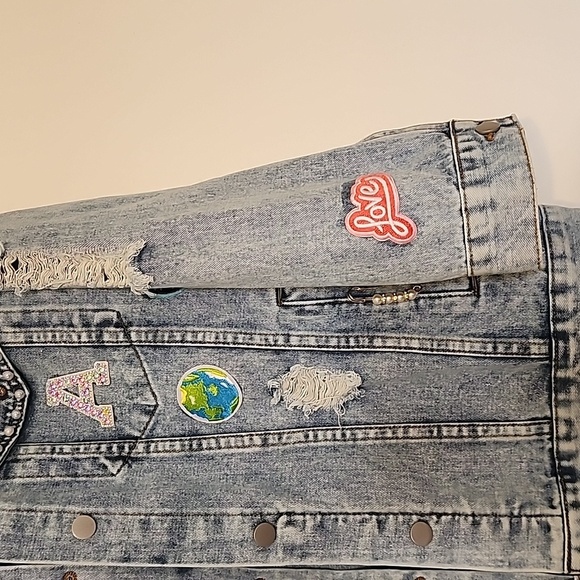 Denim Jacket for Football Mom with Football-Inspired Appliqués - Picture 6 of 16